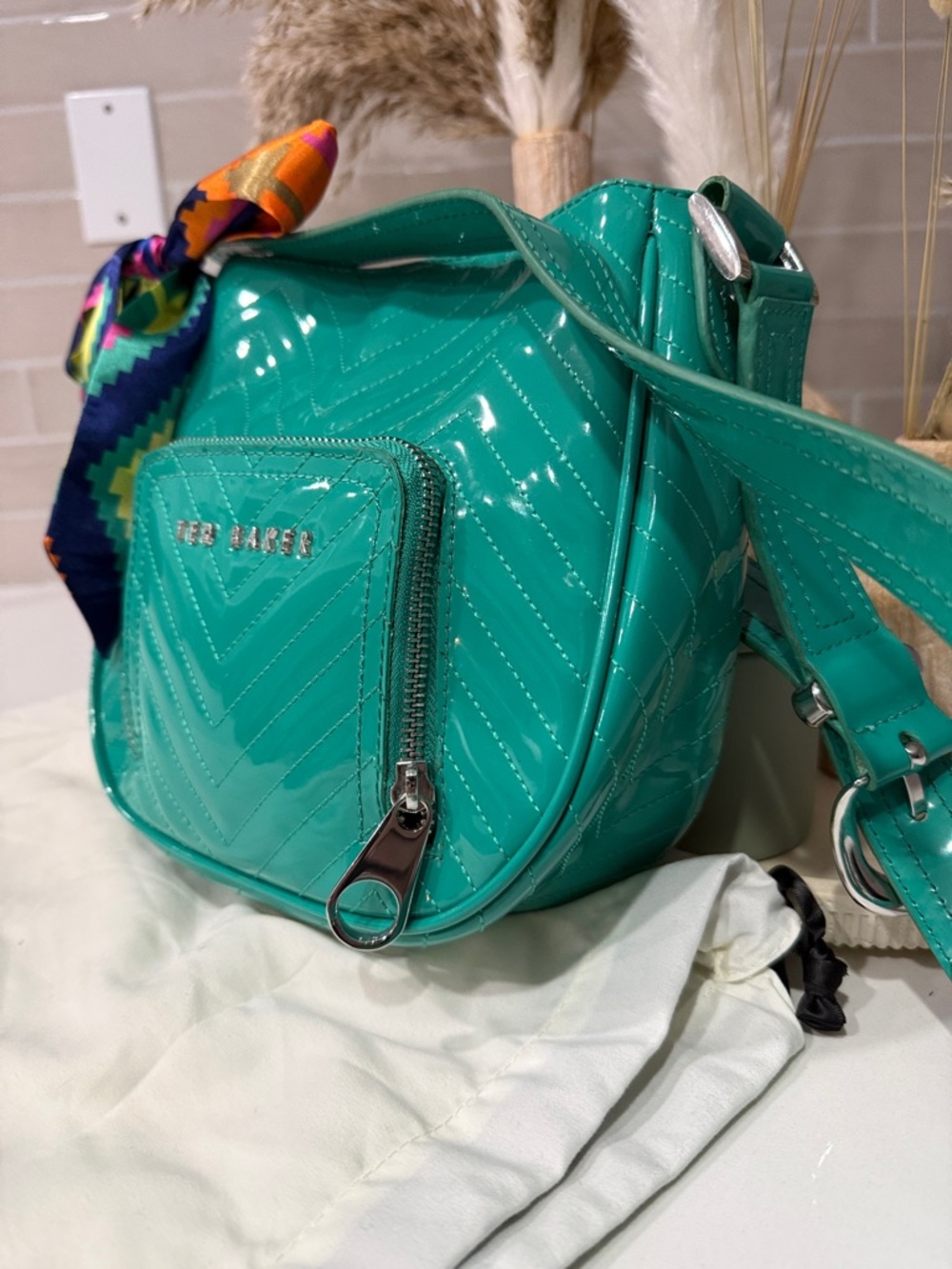 Ted Baker Teal Quilted Crossbody Bag - Picture 4 of 10